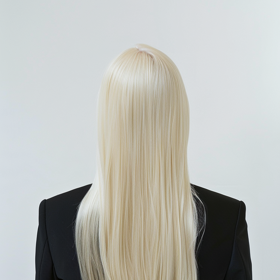 Back view of #613 blonde wig, silky waves and natural fall