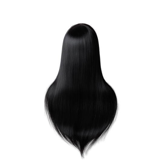 Floating natural black HD lace wig, silky straight strands with high shine