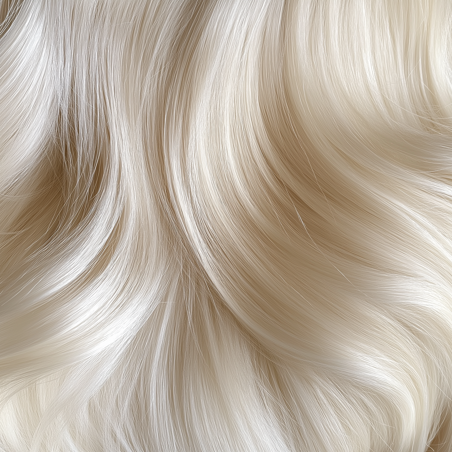 Close-up of buttery soft platinum blonde strands and lace parting