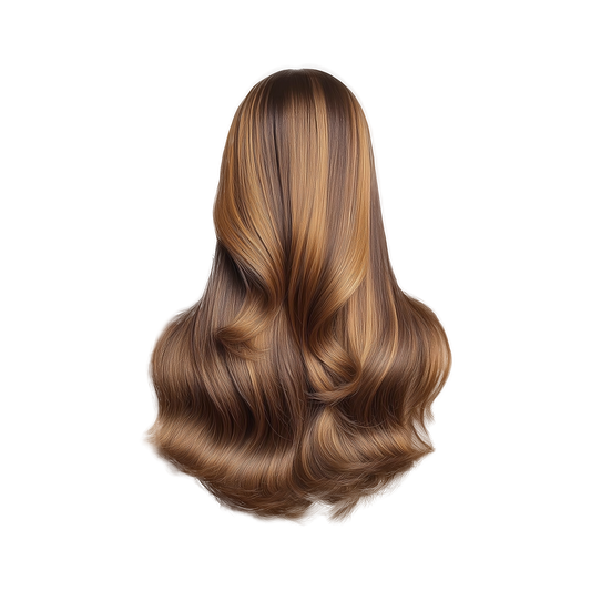 Floating honey blonde HD lace wig with golden caramel balayage, soft body waves